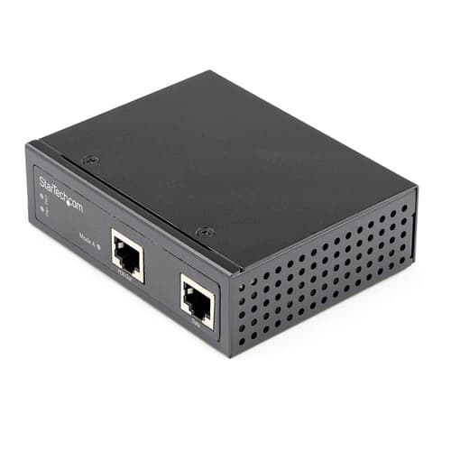 StarTech.com Industrial Gigabit Ethernet PoE Injector, 30W 802.3at PoE+ Midspan 48V-56VDC DIN Rail Power Over Ethernet Injector Adapter, -40C to +75C Cameras/Sensors/WiFi Access, 30W PoE - Midspan PoE Injector (POEINJ30W) - PoE injector - 30 Watt - output connectors: 2 - black