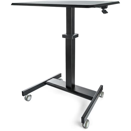 StarTech.com Mobile Standing Desk, Portable Sit Stand Ergonomic Height Adjustable Cart on Wheels, Rolling Computer/Laptop Workstation Table with Locking One-Touch Lift for Teacher/Student - Mobile Sit Stand Desk (STSCART2) - Sit/standing desk - mobile - electric height adjustment - black - black base