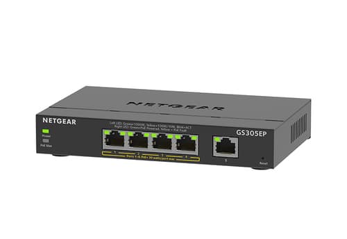 NETGEAR Plus GS305EP - Switch - smart - 5 x 10/100/1000 (4 PoE+) - desktop, wall-mountable - PoE+ (63 W)