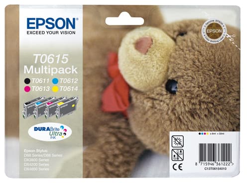 Epson Ink Cartridges, DURABrite" Ultra, T0615, Multipack, 1 x 8.0 ml Black, 1 x 8.0 ml Yellow, 1 x 8.0 ml Cyan, 1 x 8.0 ml Magenta, RF+AM — view 3