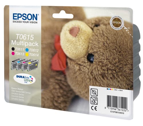 Epson Ink Cartridges, DURABrite" Ultra, T0615, Multipack, 1 x 8.0 ml Black, 1 x 8.0 ml Yellow, 1 x 8.0 ml Cyan, 1 x 8.0 ml Magenta, RF+AM — view 4