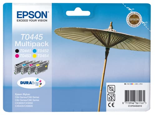 Epson Multipack T0445 - Print cartridge - 1 x pigmented black, pigmented magenta, pigmented yellow, pigmented cyan — view 3