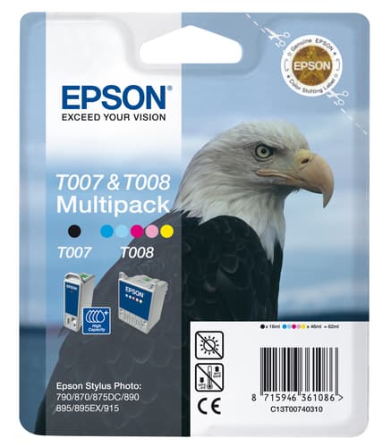 Epson Multipack T007 plus T008 - Print cartridge - 1 x black, colour (cyan, magenta, yellow, light cyan, light magenta) — view 3