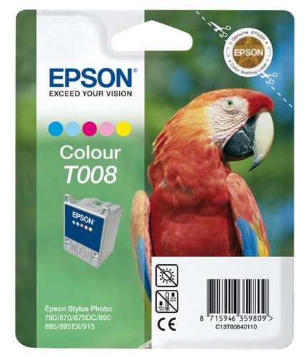 Epson T008 - Print cartridge - 1 x colour (cyan, magenta, yellow, light cyan, light magenta) - 220 pages - blister with RF alarm — view 3
