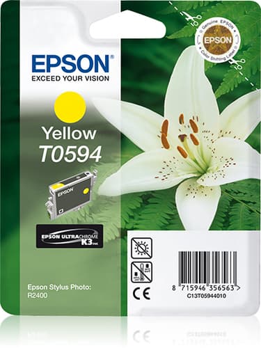 Epson Ink Cartridges, Ultrachrome K3, T0594, Lily, Singlepack, 1 x 13.0 ml Yellow — view 1