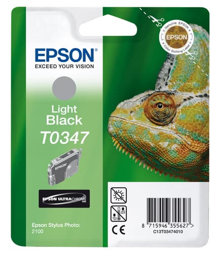 Epson T0347 - Print cartridge - 1 x pigmented light black - 440 pages - blister with RF alarm — view 3