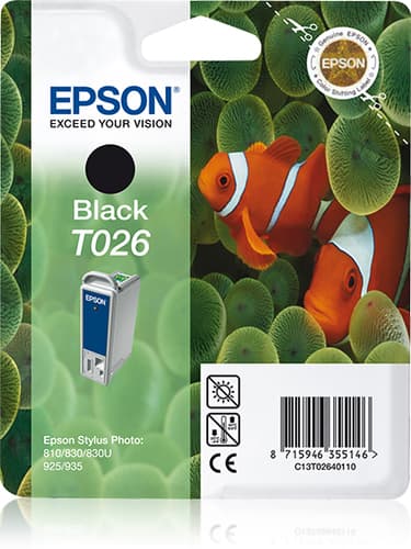 Epson T026 - 16 ml - black - original - blister - ink cartridge - for Stylus Photo 810, 820, 830, 830U, 925, 935