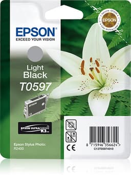 Epson Ink Cartridges, Ultrachrome K3, T0597, Lily, Singlepack, 1 x 13.0 ml Light Black