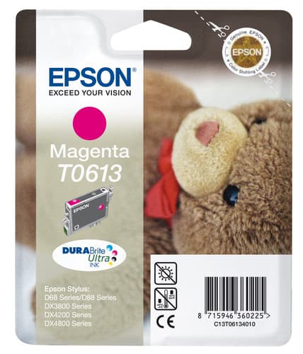 Epson Ink Cartridges, DURABrite" Ultra, T0613, Teddybear, Singlepack, 1 x 8.0 ml Magenta