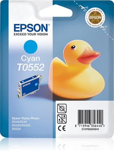 Epson Ink Cartridges, T0552, Duck, Singlepack, 1 x 8.0 ml Cyan