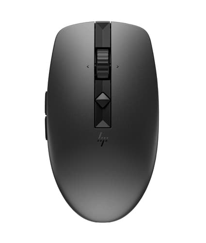HP 715 - Mouse - multi-device, rechargeable - 7 buttons - wireless, wired - Bluetooth 3.0, 2.4 GHz - USB wireless receiver - black