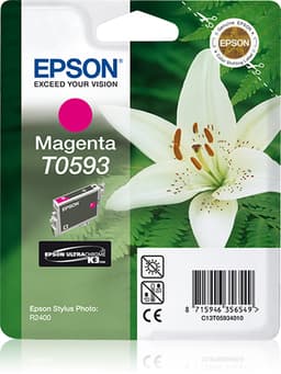 Epson Ink Cartridges, Ultrachrome K3, T0593, Lily, Singlepack, 1 x 13.0 ml Magenta
