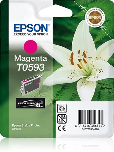 Epson Ink Cartridges, Ultrachrome K3, T0593, Lily, Singlepack, 1 x 13.0 ml Magenta