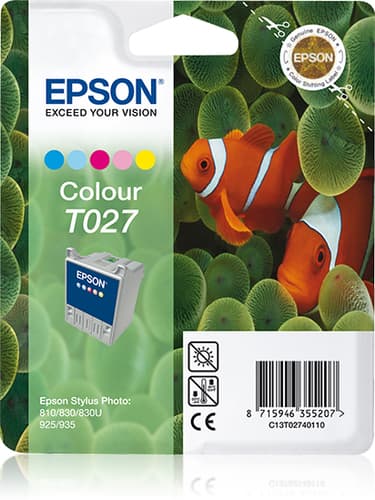Epson T027 - Print cartridge - 1 x colour (cyan, magenta, yellow, light cyan, light magenta) - 220 pages - blister with RF alarm