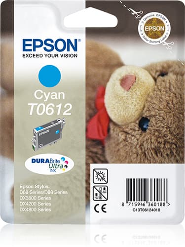 Epson T0612 - Print cartridge - 1 x pigmented cyan - 250 pages - blister with RF alarm
