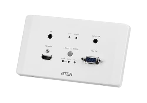 ATEN VanCryst VE2812AT HDMI & VGA HDBaseT Transmitter with EU Wall Plate / PoH - Video/audio/infrared/serial extender - transmitter - HDBaseT - up to 100 km