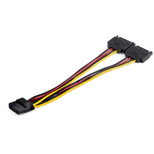 StarTech.com Dual SATA to LP4 Power Doubler Cable Adapter, 2 SATA to 4 Pin LP4 Internal PC Peripheral Power Supply Connector, SATA Y Cable, Male/Female, 18 AWG Wire, 9 Amps at 12V (108W) - 18AWG Copper Wires (DSATPMOLP4) - Power adapter - SATA power (M) to 4 PIN internal power (F) - 5 - 12 V - 9 A - 19.1 cm