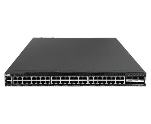 D-Link DXS 3610-54T - Switch - L3 - Managed - 48 x 10 Gigabit Ethernet + 6 x 40 Gigabit QSFP+ / 100 Gigabit QSFP28 - front to back airflow - rack-mountable — view 1