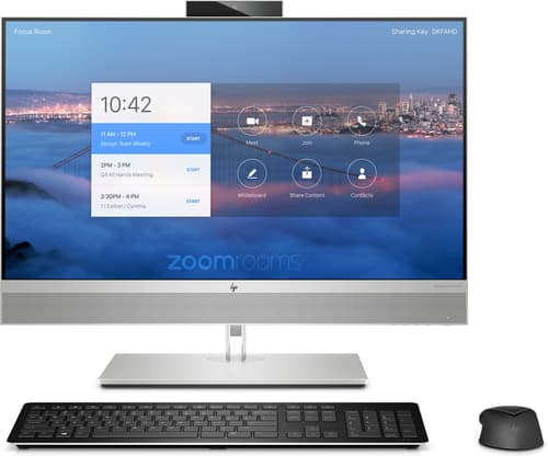 HP Collaboration G6 - With Zoom Rooms - all-in-one - Core i5 10500 / up to 4.5 GHz - vPro - RAM 8 GB - SSD 128 GB - NVMe, TLC - UHD Graphics 630 - Gigabit Ethernet - Win 10 IoT Enterprise 64-bit - monitor: LED 23.8" 1920 x 1080 (Full HD) touchscreen - keyboard: UK