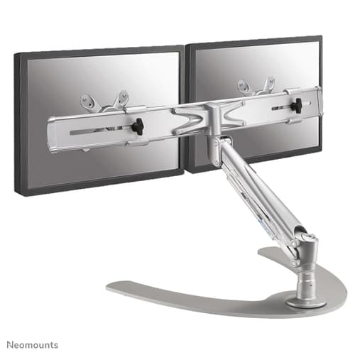 Neomounts FPMA-D940DD - Stand - full-motion - for 2 LCD displays - silver - screen size: 10"-24" - desktop stand, desk-mountable — view 1