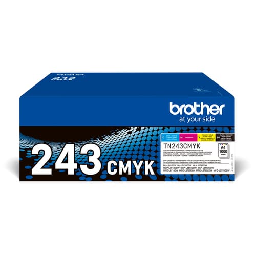 Brother TN243CMYK Value Pack - 4-pack - black, yellow, cyan, magenta - original - toner cartridge - for Brother DCP-L3510, L3517, L3550, HL-L3210, L3230, L3270, MFC-L3710, L3730, L3750, L3770