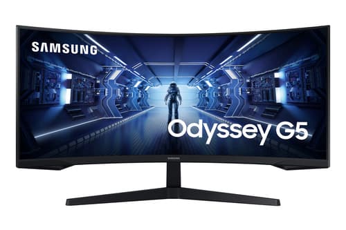 Samsung Odyssey G5 C34G55TWWP - G55T Series - LED monitor - gaming - curved - 34" - 3440 x 1440 UWQHD @ 165 Hz - VA - 250 cd/m� - 2500:1 - HDR10 - 1 ms - HDMI, DisplayPort - black — view 1