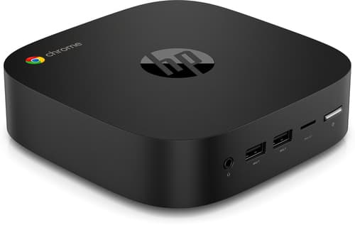 HP Chromebox G3 - Mini 1 x Core i5 10310U / up to 4.4 GHz - RAM 8 GB - flash - eMMC 64 GB - UHD Graphics - Gigabit Ethernet, IEEE 802.11ax (Wi-Fi 6) - Chrome OS - monitor: none - sparkling black — view 3