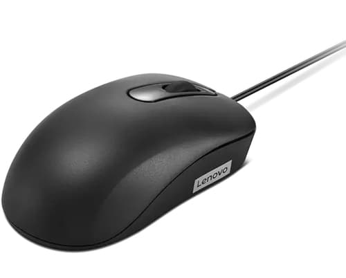 Lenovo Basic - Mouse - right and left-handed - optical - 3 buttons - wired - USB - black - FRU — view 3