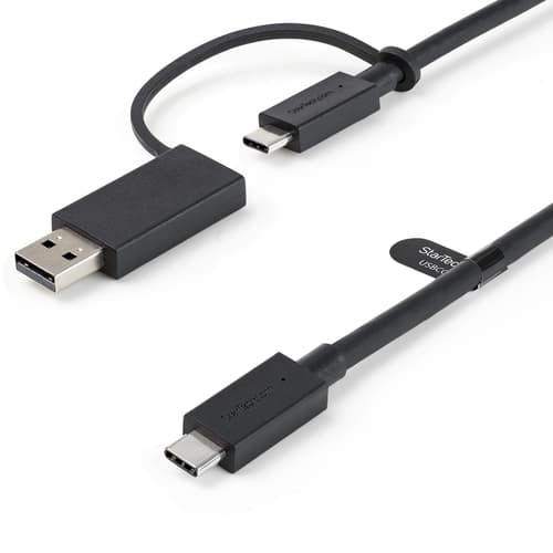 StarTech.com 3ft (1m) USB C Cable w/ USB-A Adapter Dongle, Hybrid 2-in-1 USB C Cable w/ USB-A | USB-C to USB-C (10Gbps/100W PD), USB-A to USB-C (5Gbps), USB-A Host to USB-C DisplayLink Dock - Ideal for Hybrid Dock (USBCCADP) - USB cable - 24 pin USB-C (M) to 24 pin USB-C (M) - 1 m - USB Power Delivery (100W) - for P/N: DKM30CHDPD, DKM30CHDPDUE