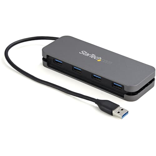StarTech.com 4 Port USB 3.0 Hub, 4x USB-A, 5Gbps Laptop/Desktop USB Type-A Hub, USB Bus Powered, 11" Long Cable with Cable Management (HB30AM4AB) - Hub - 4 x USB 3.2 Gen 1 - desktop