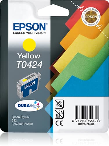 Epson T0424 - Print cartridge - 1 x pigmented yellow - 420 pages - blister with RF alarm