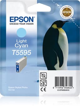 Epson T5595 - Light cyan - original - blister with RF/acoustic alarm - ink cartridge - for Stylus Photo RX700