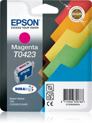 Epson T0423 - Print cartridge - 1 x pigmented magenta - 420 pages - blister with RF alarm