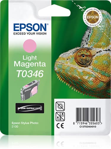 Epson T0346 - Print cartridge - 1 x pigmented light magenta - 440 pages - blister with RF alarm