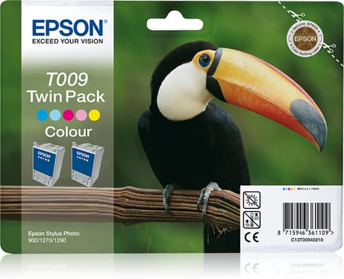 Epson T009 Twin Pack - Print cartridge - 2 x colour (cyan, magenta, yellow, light cyan, light magenta) - 330 pages - blister with RF alarm