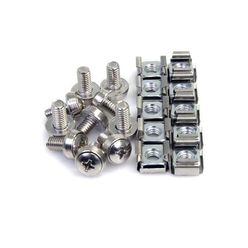 StarTech.com M6 Screws and Cage Nuts - 100 Pack - M6 Mounting Screws and Cage Nuts for Server Rack and Cabinet - Silver (CABSCREWM62) - Rack screws and nuts (pack of 100) - for P/N: RACK-21U-20-WALL-OA, RACK-24U-20-WALL-OA, RK12OD2, SHELF-2U-20-CENTER-V