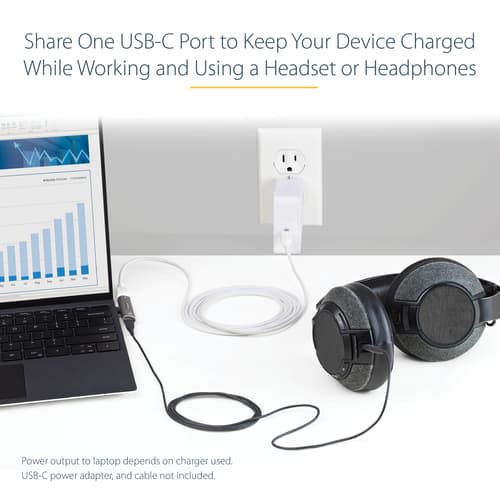StarTech.com USB C Audio & Charge Adapter, USB-C Audio Adapter with USB-C Audio Headphone/Headset Port and 60W USB Type-C Power Delivery Pass-through Charger, For USB-C Phone/Tablet/Laptop - USB-C Audio/Charging (CDP2CAPDM) - Docking station - USB-C — view 11
