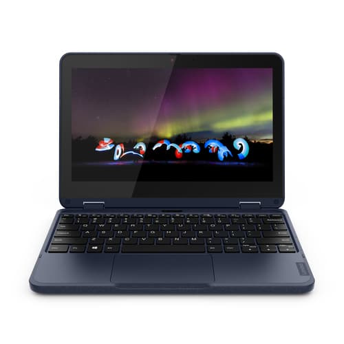 Lenovo 300w Gen 3 82J1 - Flip design - AMD 3000 Series - 3015e / up to 2.3 GHz - Win 11 Pro National Academic - Radeon Graphics - 4 GB RAM - 128 GB SSD NVMe - 11.6" IPS touchscreen 1366 x 768 (HD) - Wi-Fi 5 - abyss blue - kbd: UK