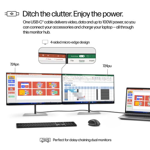 HP 724pu - Series 7 Pro - LED monitor - 24" - 1920 x 1200 WUXGA @ 100 Hz - IPS - 350 cd/m� - 1500:1 - 5 ms - HDMI, DisplayPort, USB-C - black, silver — view 6