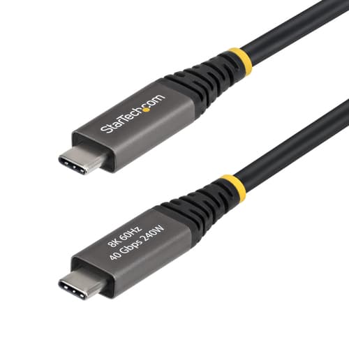 StarTech.com - USB cable - 24 pin USB-C (M) to 24 pin USB-C (M) - USB4 / Thunderbolt / DisplayPort 2.1 - active, up to 40 Gbps data transfer rate, 4K240Hz support, 8K60Hz support, Power Delivery 3.1 support, extended power range (EPR) - black