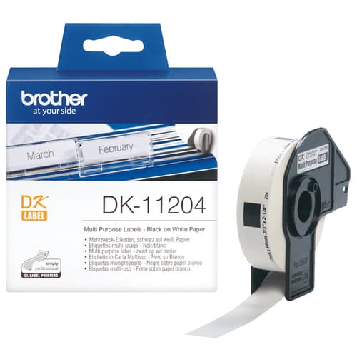 Brother DK-11204 - Black on white - 17 x 54 mm 400 label(s) (1 roll(s) x 400 multi-purpose labels - for Brother QL-1050, 1060, 1110, 500, 550, 560, 570, 580, 600, 650, 700, 710, 720, 820
