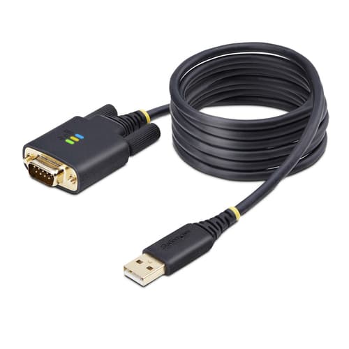 StarTech.com 6.6ft (2m) USB to Serial Adapter Cable, COM Retention, RS232 - USB / serial cable - USB (M) to DB-9 (M) screwable - 2 m - rugged, molded - black