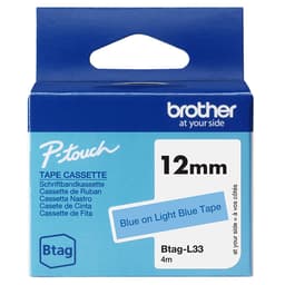 Brother BTAG-L33 - Blue on light blue - Roll (1.2 cm x 4 m) 1 cassette(s) hanging box - label tape