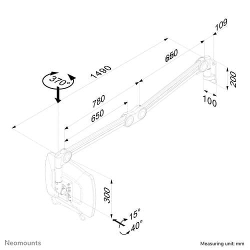 Neomounts FPMA-HAW200 - Bracket - full-motion - for LCD display - medical - white - screen size: 10"-27" - wall-mountable — view 5