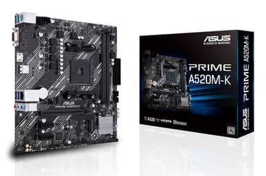 ASUS PRIME A520M-K - Motherboard - micro ATX - Socket AM4 - AMD A520 Chipset - USB 3.2 Gen 1 - Gigabit LAN - onboard graphics (CPU required) - HD Audio (8-channel)