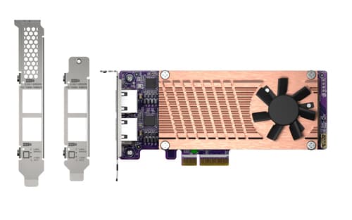 QNAP QM2-2P2G2T - Storage controller - M.2 - M.2 NVMe Card / PCIe 3.0 (NVMe) - low profile - PCIe 3.0 x4, 2.5 Gigabit Ethernet - for QNAP QVP-63, TS-453, 473, 673, 832, 873, TVS-672, 872, h1288, VioStor QVP-85