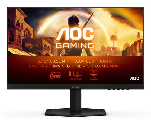 AOC Gaming 24G42E - LED monitor - gaming - 24" (23.8" viewable) - 1920 x 1080 Full HD (1080p) @ 180 Hz - Fast IPS - 300 cd/m� - 1000:1 - HDR10 - 0.5 ms - HDMI, DisplayPort - black