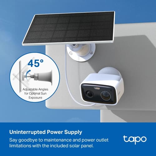 Tapo TC80 KIT V1 - Solar-Powered Security Camera Kit - network surveillance camera - outdoor - weatherproof - colour (Day&Night) - 2 MP - 1920 x 1080 - 1080p - fixed focal - audio - wireless - Wi-Fi - H.264 - with Solar Panel — view 4