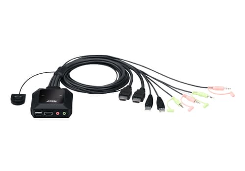 ATEN CS22H - KVM / audio / USB switch - 2 x KVM / audio / USB - 1 local user - desktop - for VanCryst VS182B, VS184B