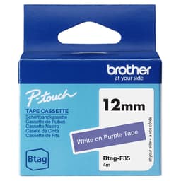 Brother BTAG-F35 - White on purple - Roll (1.2 cm x 4 m) 1 cassette(s) hanging box - label tape